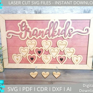 Svg cadre petits-enfants, svg interchangeable, svg cadre fête des mères, Glowforge Laser Cut svg, Téléchargement numérique, Utilisation commerciale