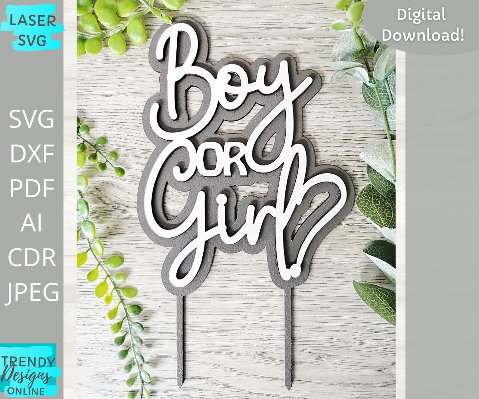 Boy or Girl Cake Topper Svg Oh Baby Cake Topper Svg Baby Etsy UK