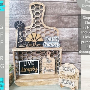 Plateau à plusieurs niveaux Farm SVG, fichier de décor de plateau à plusieurs niveaux, svg kit de peinture diy, svg Glowforge Ready, téléchargement numérique découpé au laser, utilisation commerciale