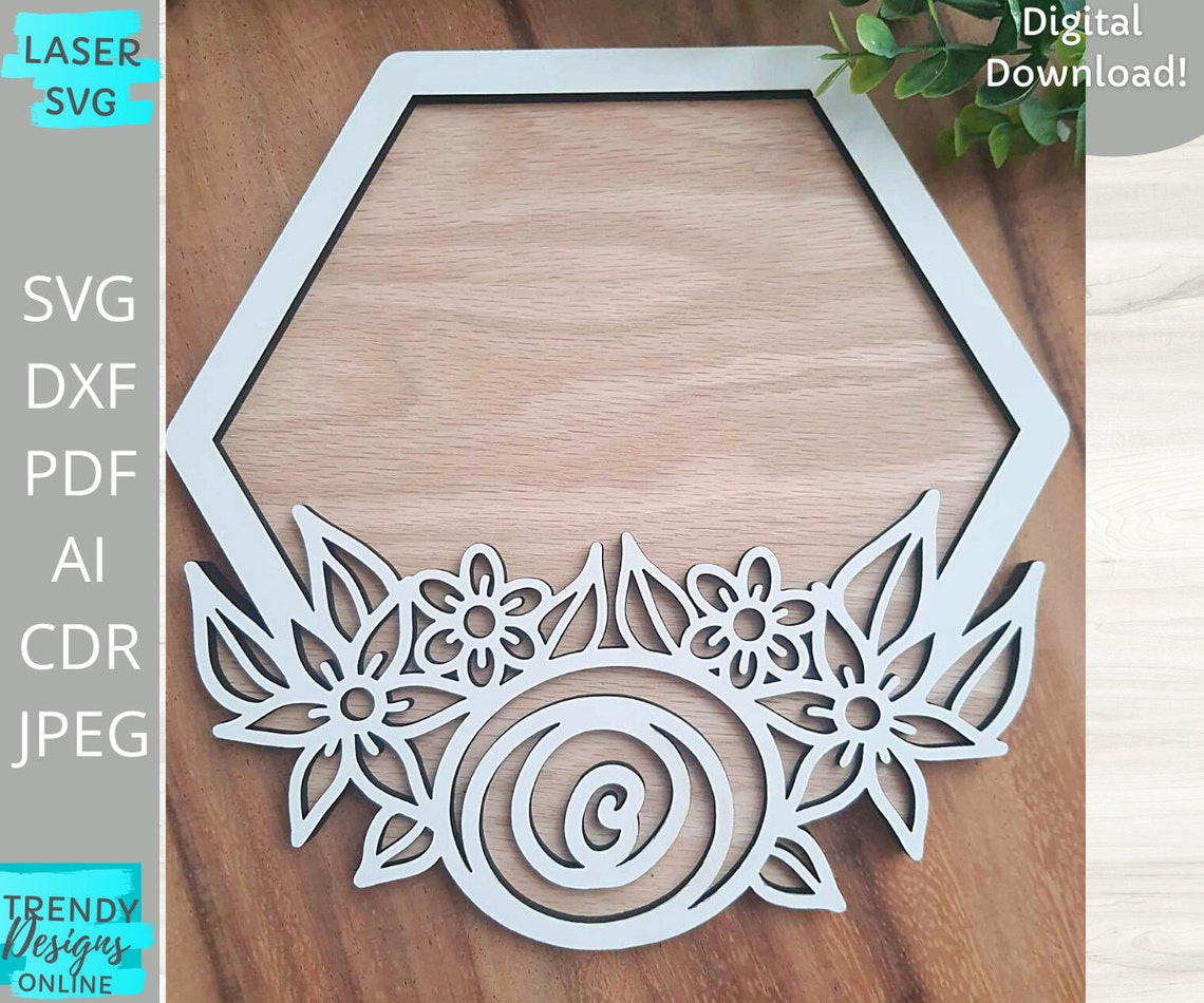 Download Floral Hexagon svg Blank Floral Hexagon svg Glowforge ...