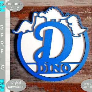 Dinosaur Monogram svg, 26 alfabeto letras Svg, vivero signo svg, Glowforge listo, archivo de corte láser, uso comercial
