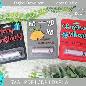 Christmas Money cards Bundle svg, Lip balm pouch card svg, Digital Download, Glowforge Ready svg, Laser Cut file, Commercial Use