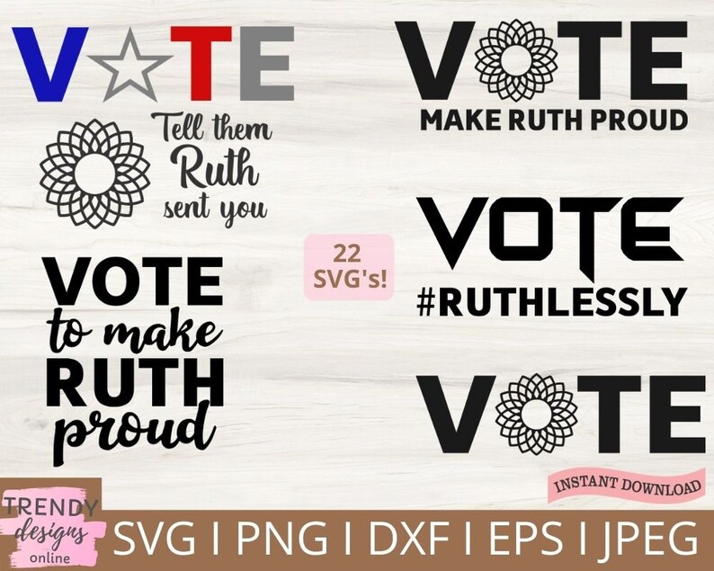 Download Ruth Bader Ginsburg SVG Bundle Bestseller Dissent Collar ...