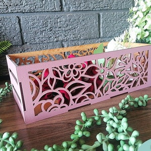 Florale Kosmetik Organizer svg Datei, Scrunchie und Clips Halter svg, Glowforge Laser bereit Datei, digitaler Download, kommerzielle Nutzung