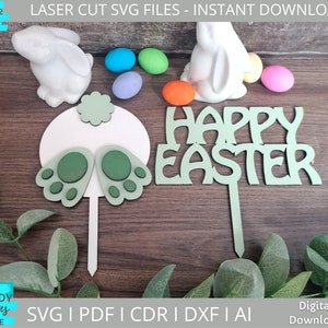 Oster Cake Topper svg, Plant Stick svg, Garden Markers svg, Digital Download, Glowforge Laser Cut Datei, kommerzielle Nutzung