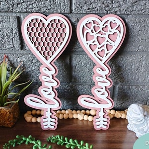 Fichier svg coeurs d'amour, fichier svg en fil de fer pour la Saint-Valentin, téléchargement numérique, svg Glowforge Ready, fichier découpé au Laser, usage commercial