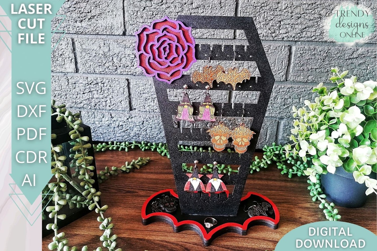 Coffin Earring Display Stand Svg Gothic Jewelry Stand Svg Etsy