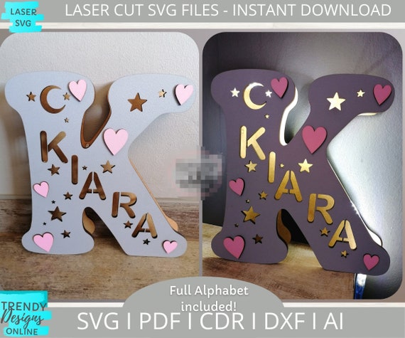 Letter Night Light Svg Full Alphabet Letters Svg ABC Lamp Svg