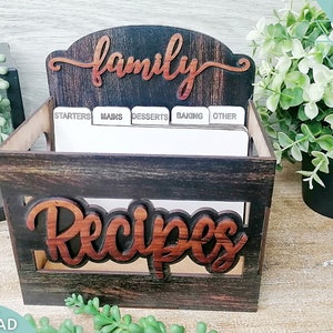 Boîte de recettes familiales fichier svg, Boîte de recette avec diviseurs fichier svg, Glowforge prêt, fichier découpé au laser, Téléchargement numérique, Utilisation commerciale