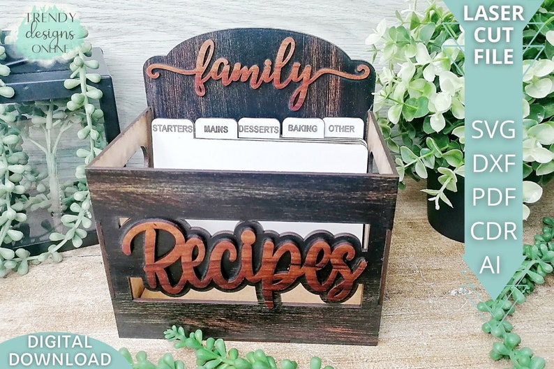 Family Recipes Box Svg File Recipe Box With Dividers Svg Etsy