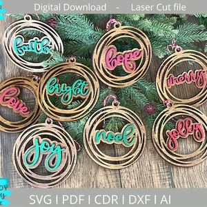 Ornaments bundle svg file, Layered Christmas Ornaments svg, Glowforge svg, Digital Download, Commercial Use