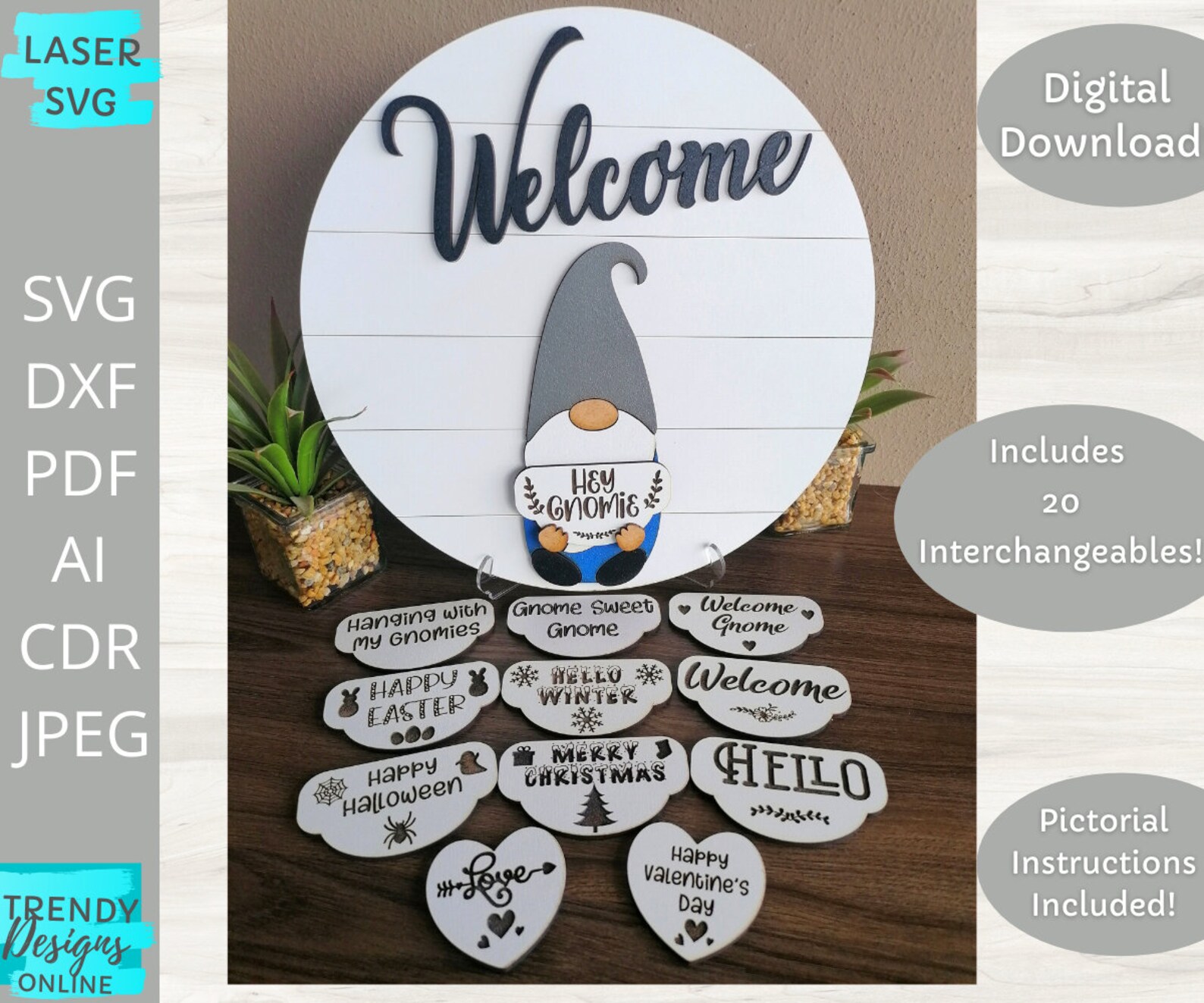 Interchangeable Gnome Svg Welcome Gnome File Shiplap Circle | Etsy Canada