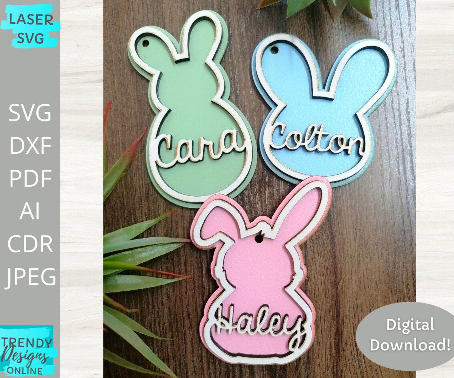 Easter Basket Tags Bundle Svg Bunny Tags Svg Easter Name Etsy
