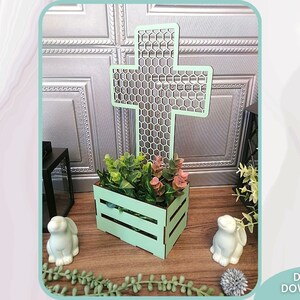 Arquivo svg de caixa de plantador cruzado de arame de galinha, caixa de Páscoa svg, download digital, svg pronto para Glowforge, arquivo de corte a laser, uso comercial