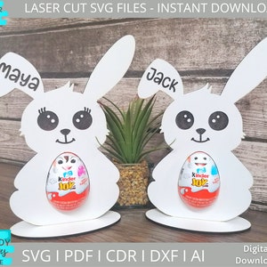 Kinder Joy Egg Holder, Easter Chocolate Egg Stand svg, Descarga digital, Archivo Glowforge Laser Cut, Uso comercial