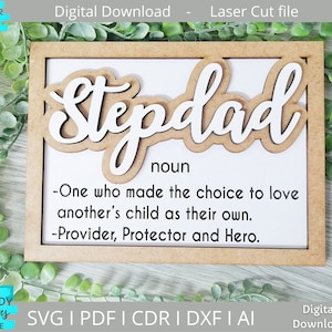 Beau-père définition signe svg, svg signe fête des pères, téléchargement numérique, svg Glowforge ready, fichier découpé au laser, usage commercial