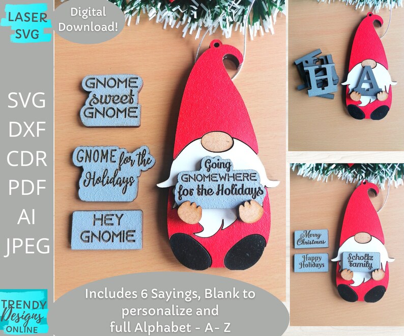 Download Instant Download Interchangeable Gnome Ornament svg | Etsy