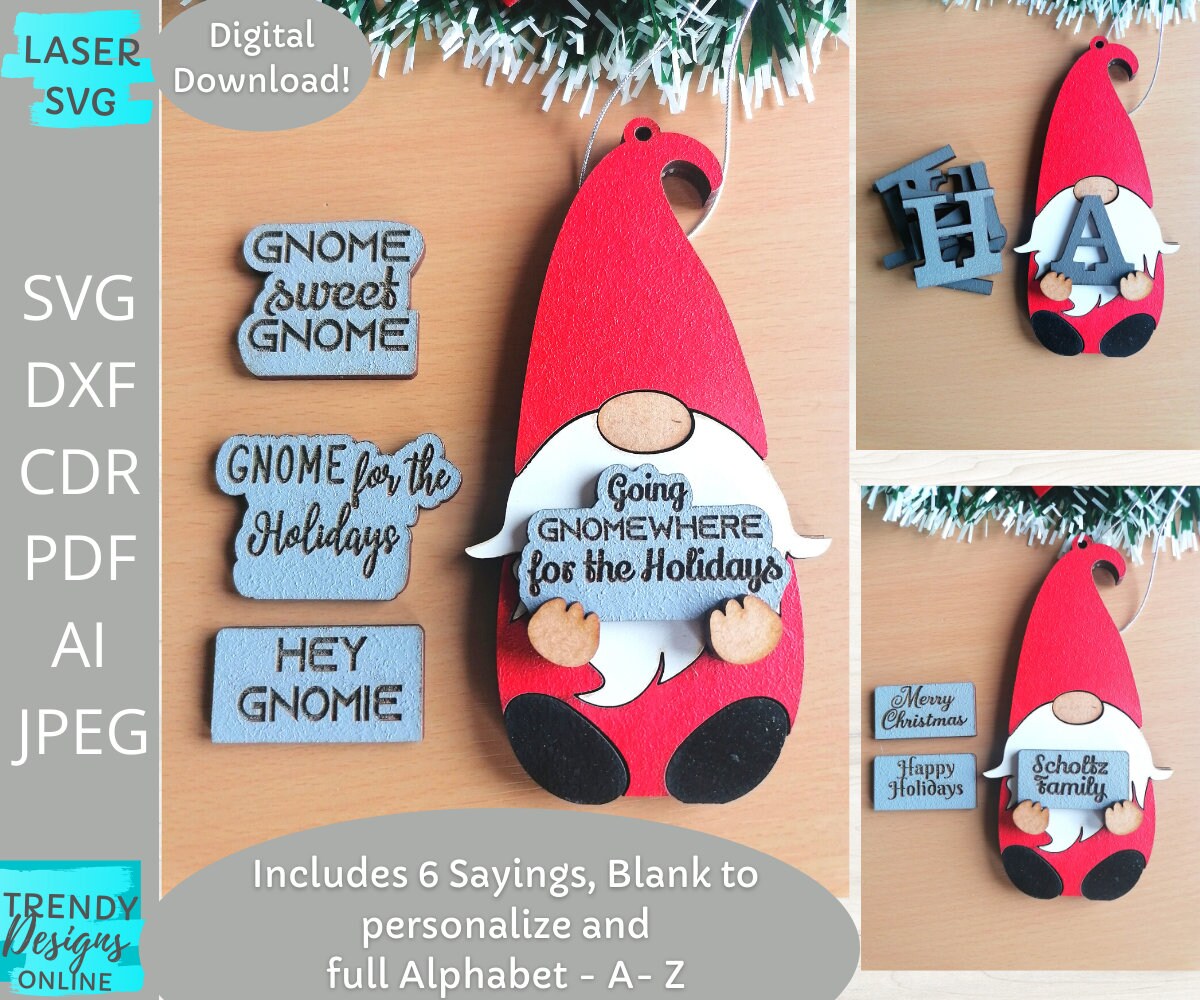 Download Instant Download Interchangeable Gnome Ornament Svg Etsy