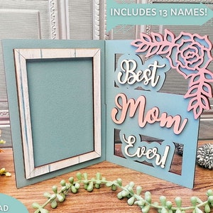 El mejor soporte para marco de fotos para el Día de la Madre, archivo svg, compatible con Glowforge, archivo cortado con láser, descarga digital, uso comercial