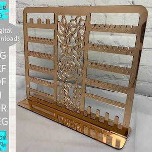 Floral Earrings Display stand Svg, Sieraden display svg, Glowforge Ready svg, Laser Cut Digitale Download, Commercieel gebruik