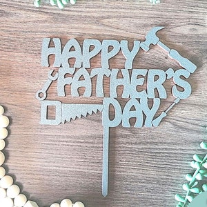 Heureuse fête des pères Cake topper svg, téléchargement numérique, fichier de découpe laser prêt Glowforge, usage Commercial