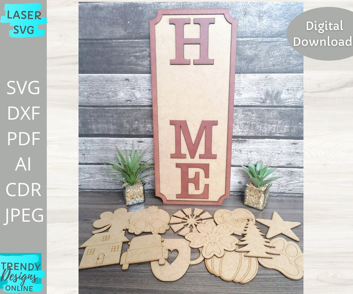 Download HOME Interchangeable svg Home Sign Glowforge Ready svg | Etsy