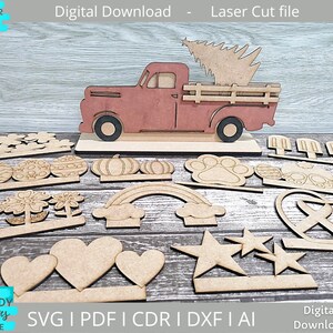 Freistehende austauschbare LKW Svg, saisonale Vintage Truck Stand Svg, Glowforge Svg, digitaler Download, kommerzielle Nutzung