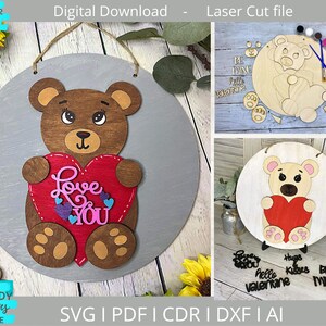 Teddy DIY Kit svg Datei, Valentines Teddybär svg, Glowforge bereit, Laserschnittdatei, digitaler Download, kommerzielle Nutzung