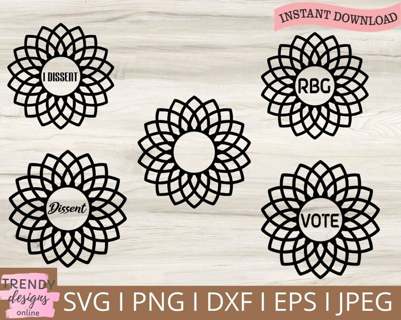Download RBG Collar svg BUNDLE Ruth Bader Ginsburg I dissent Vote ...
