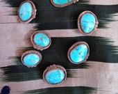 Vintage Old Pawn Silver and Turquoise Squash Blossom Small Pendants
