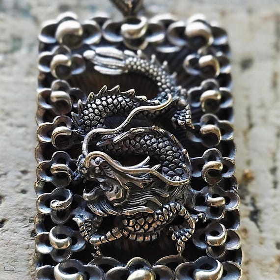 Vintage Silver Chinese Dragon Pendant