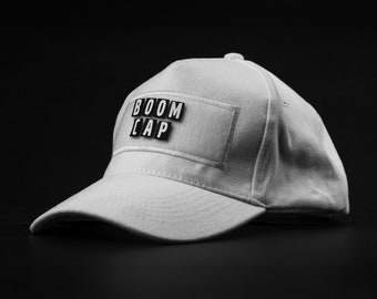 Gorra de velcro blanca, parches de velcro del alfabeto inglés, gorra divertida, gorra de chat, gorra boom