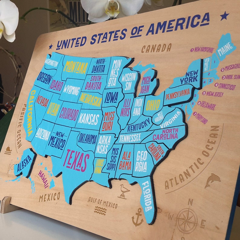 USA Wooden Puzzle USA Map USA Jigsaw Puzzle United States | Etsy