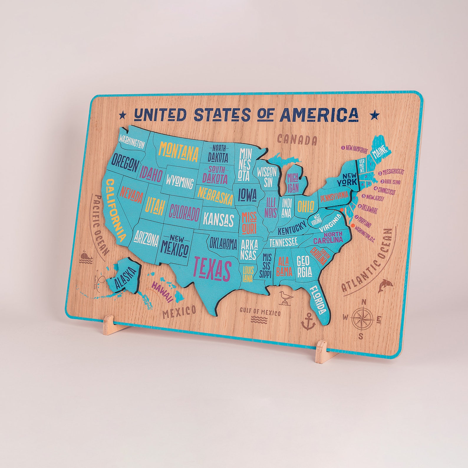 USA Wooden Puzzle USA Map USA Jigsaw Puzzle United States Etsy
