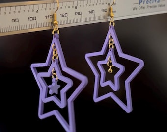 Layered Star Ohrringe – kawaii Stern Schmuck mit beweglichem Stern oder Perle
