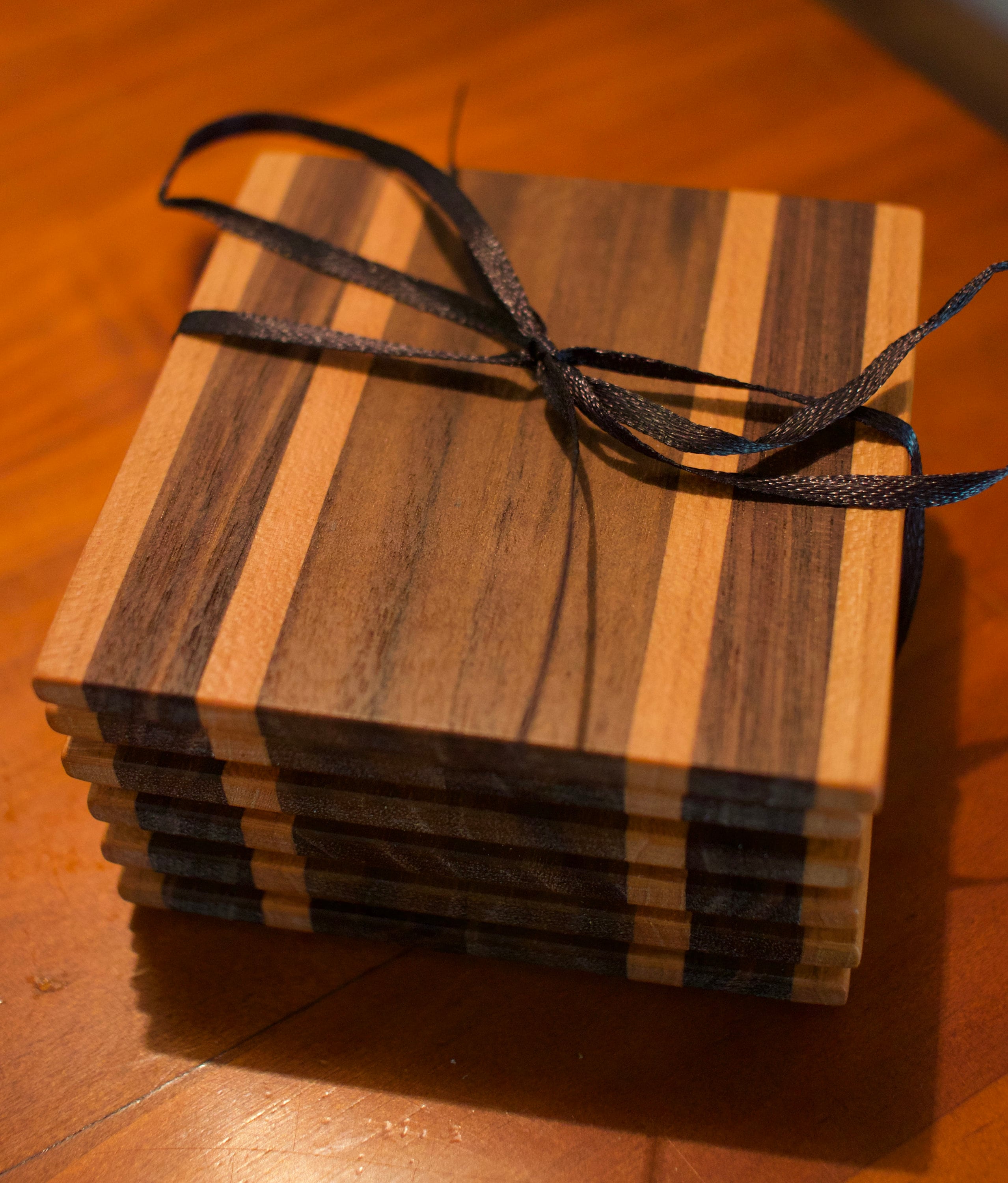Handmade Wooden Coasters Set of 6 walnut and Cherry Etsy UK