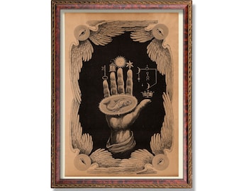 Hand of Wisdom Occult Print – Vintage Esoteric Art for Witchy, Gothic & Dark Academia Decor