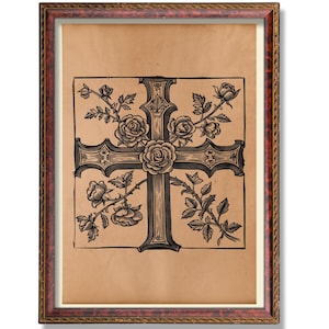 Stampa della Croce Rosacrociana – Arte del Simbolo Occulto, Decorazione da Parete con Alchimia Esoterica