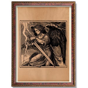 Luzifer gefallener Engel Vintage Druck – Okkultes Poster, Paradise Lost Illustration, Satanische Kunst, Dark Academia Wanddeko