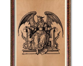 Lilith Print – Vintage Occult Art | Dark Goddess Wall Decor | Fallen Angel Witchy Poster | Esoteric Alchemy Print