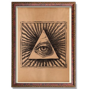 Eye of Providence Print – Freemasonry Occult Poster | Illuminati Symbol Wall Art | Masonic All-Seeing Eye | Esoteric Vintage Decor