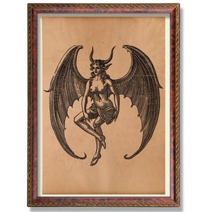 Lilith Print – Okkulte Kunst, Witchy Wanddekor, Dunkle Feminine Energie, Vintage Dämon Illustration, Gothic Pagan Poster, Lilith Okkulter Druck