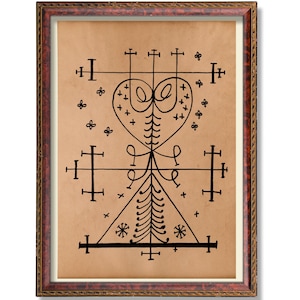 Maman Brigitte Veve Print – Voodoo Death Loa Altar Art, Haitian Vodou Sigil, Occult Wall Decor, Cemetery Spirit Poster
