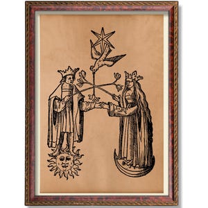 Prima Materia Print – Sacred Marriage Alchemical Art | Vintage Occult Poster | Hermetic Symbolism | Esoteric Wall Decor
