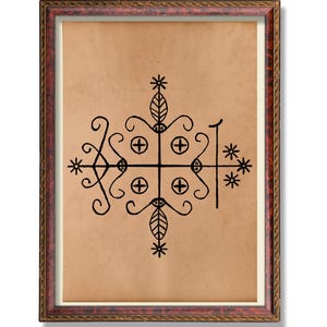 Papa Legba Veve Print – Voodoo Altar Art, Haitian Vodou Symbol, Loa Spirit Wall Decor, Mystical Occult Poster for Ritual Spaces