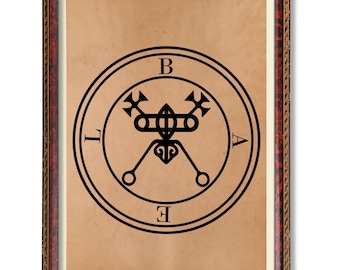 Bael Demon Sigil Print – Occulte Goetia Seal of Baal Wall Art, Affiche démonologie, Décoration d'autel satanique, Symbole Ars Goetia Grimoire
