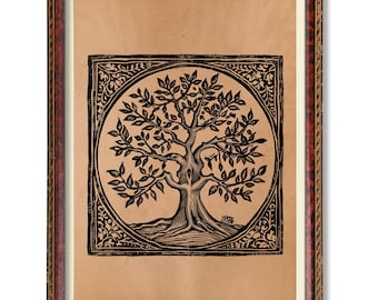 Impresión de Yggdrasil • Arte del árbol del mundo nórdico • Póster de mitología vikinga • Decoración de pared nórdica antigua • Ilustración esotérica pagana • Estilo vintage