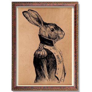 General Kaninchen Poster | Vintage Hase Wand Kunst | Rustikale Kaninchen Illustration | Antikes Tier Dekor für Kinder oder Büro