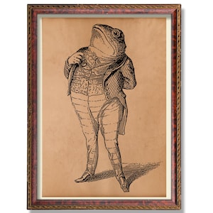 Gentleman Toad Poster | Vintage Toad Illustration | Whimsical Rustic Animal Art | Antique Amphibian Decor | Dapper Toad Wall Decoration
