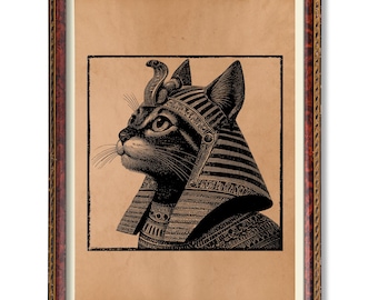 古代エジプトの猫のダンスの壁アート、ヴィンテージの猫のアートワーク